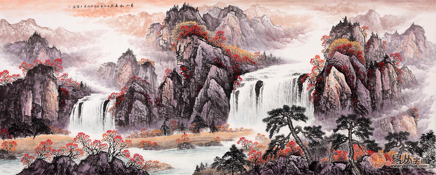 极具潜力的国画师王宁山水画作品《万山红遍》
