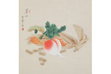 家居挂画 羽墨斗方花鸟画《食性》