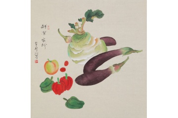餐厅挂画 羽墨斗方花鸟画《鲜洁家珍》