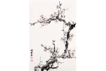 李林宏不规则花鸟画国画梅花《报春图》