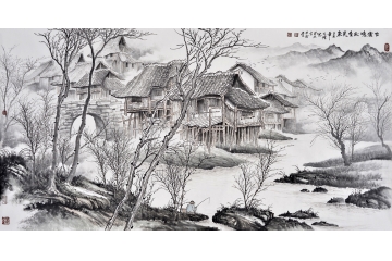 当代画坛黑马吴大恺力作山水画《古寨晚秋》