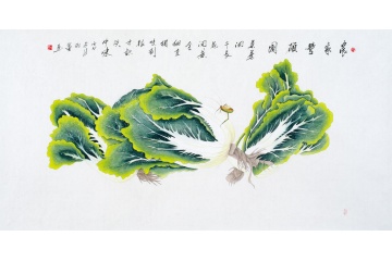 餐厅挂画 羽墨最新白菜图《农家丰硕图》