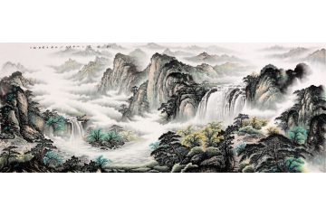 做生意招财画 王宁最新力作国画山水《财源滚滚》