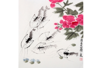 张金凤写意花鸟画《潜龙戏水图》