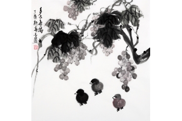 张金凤写意花鸟画葡萄画《多子多福》