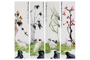 张金凤写意花鸟画《梅兰竹菊四条屏》