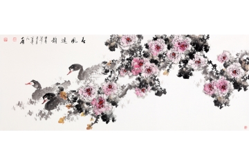 实力派画家薛大庸写意花鸟画鸭《春风逸韵》