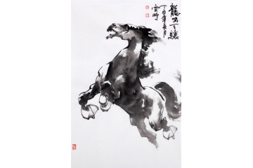 实力派画家陈云鹏四尺三裁动物画骏马图系列《龙啸天骧》