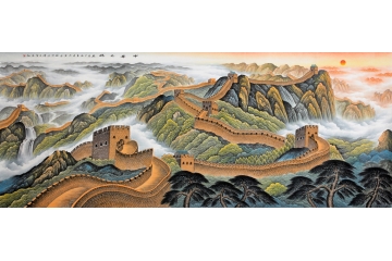 王宁最新力作一丈二国画长城作品《中华之魂》