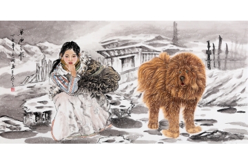 玉简四尺横幅工笔人物画《草原之歌》