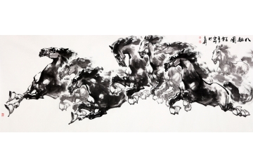 办公室骏马图 陈云鹏写意动物画作品《八骏图》