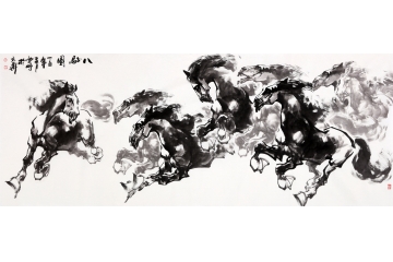 马到成功 陈云鹏写意动物画作品《八骏图》
