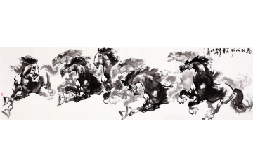 画家陈云鹏写意动物画八骏图作品《马到成功》
