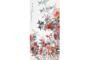 许守忠写意竹子图《平安长春》