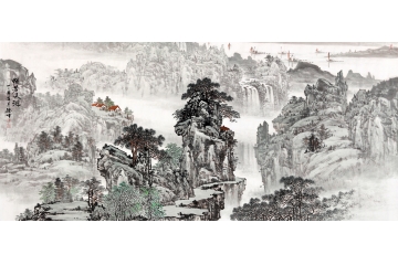 林德坤最新力作手绘原创山水画作品《畅若天游》