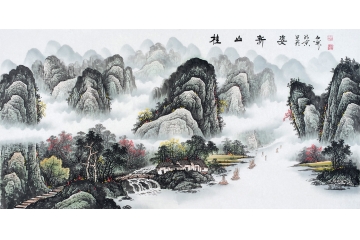 鲁人石开最新四尺国画山水画作品《桂山新姿》