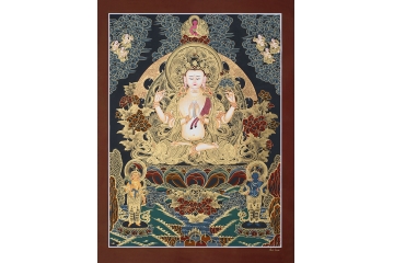 顶级画工 收藏级精品 尼泊尔名家纯手绘唐卡《四臂观音》