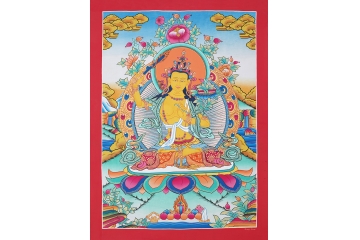 收藏级精品 顶级画工 尼泊尔名家纯手绘唐卡《文殊菩萨》