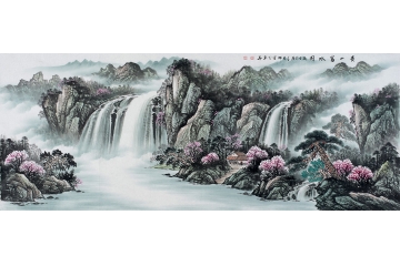 李林宏最新力作六尺客厅山水画作品《富山贵水图》