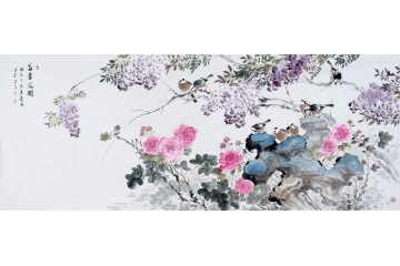 许芬写意花鸟画《富贵花开》