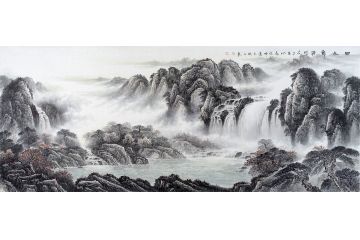 徐坤连最新力作八尺聚宝盆山水画作品《四水归源》