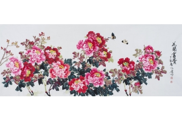 国家一级美术师李火庆国画牡丹图《花开富贵》
