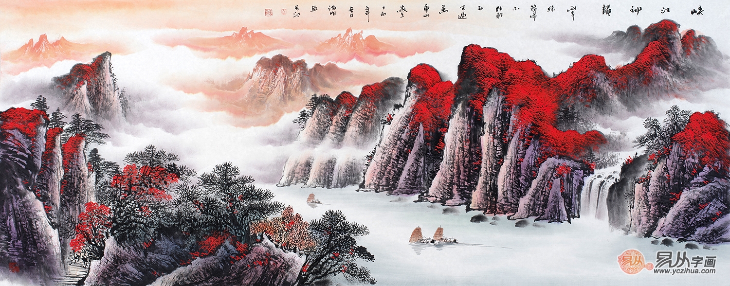 新中式客厅选画推荐这四幅山水画，提升家居品味和内涵