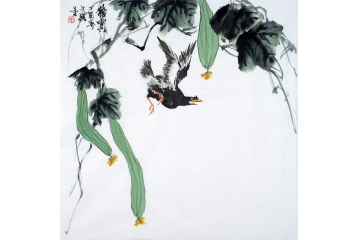 餐厅挂画 王文强写意花鸟画果蔬图《秋实》