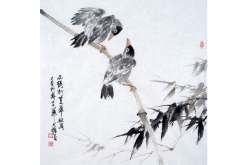 王文强写意竹子图《雨后新竹翠欲滴》