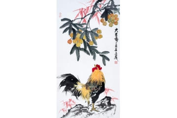 张金凤写意花鸟画公鸡图《大吉图》