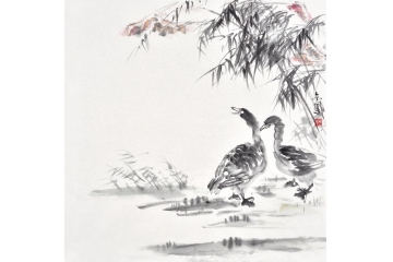 卧室客厅简约挂画 张金凤新品佳作斗方写意动物画《穷款》