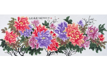 何跃起写意花鸟画牡丹图《春色满园》