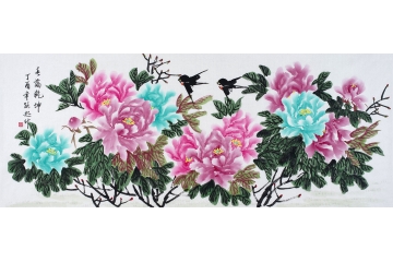 何跃起新品国画牡丹图《春满乾坤》