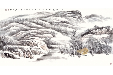 李国胜四尺横幅国画《千树万树梨花开》