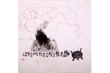 陈惠生四尺斗方人物画作品《禅怡图》 道释画