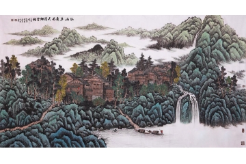 吴大恺六尺横幅山水画作品《江山多秀色》
