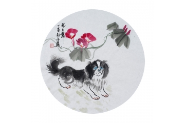 张金凤斗方新品动物画《花之舞》