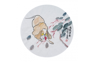张金凤最新斗方写意动物画作品《雨后清韵》