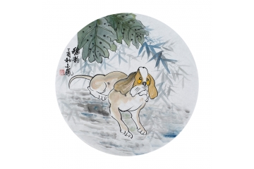 张金凤斗方新作写意动物画《秋韵》