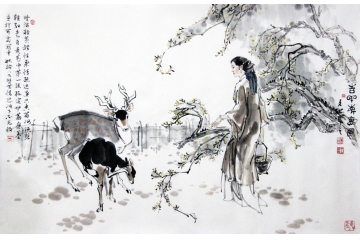 大吉大利 冉文纪写意人物画《吉祥如意图》