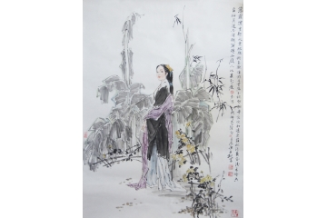 冉文纪写意人物画《醉花阴》