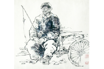 冉文纪写意人物画《穷款》