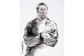 冉文纪写意人物画《穷款》