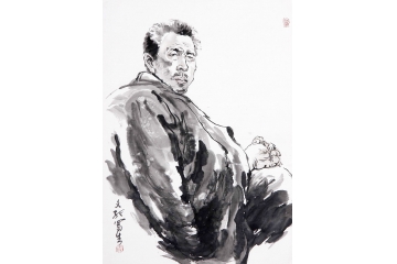 冉文纪写意人物画《穷款》