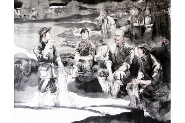 冉文纪写意人物画《穷款》