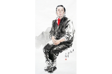 冉文纪写意人物书画作品《穷款》