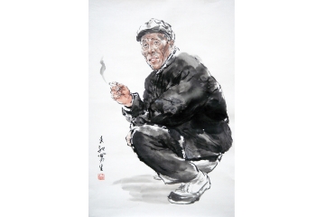 冉文纪写意人物书画作品《穷款》