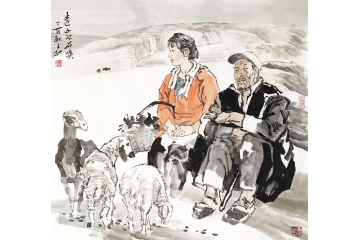 冉文纪写意人物书画作品《远山的召唤》