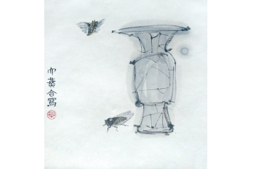 冉文纪写意花鸟画《花瓶》