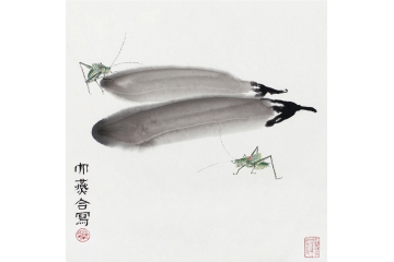 餐厅挂画 冉文纪写意花鸟画作品《穷款》